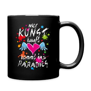 14 Wer Kunst kauft kommt ins Paradies Herz Flügel - Tasse einfarbig - Schwarz - Rechts