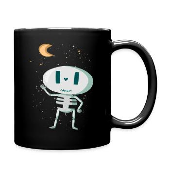 Niedliches Skelett mit Mond und Sternen Halloween - Tasse einfarbig - Schwarz - Rechts