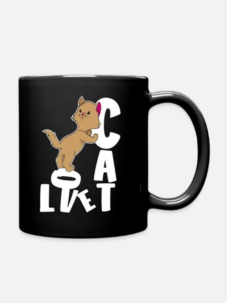 Cute cat with love - Full Colour Mug - black