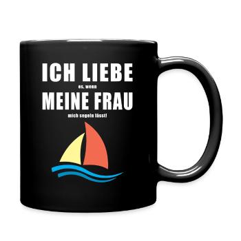 Segeln, ich liebe meine Frau - Tasse einfarbig - Schwarz - Rechts