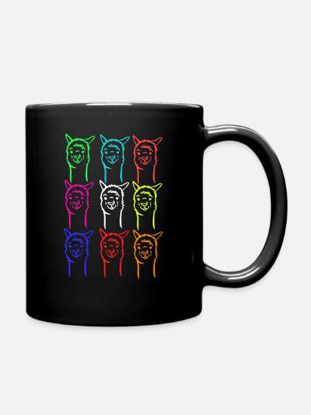 Colorful alpaca - Full Colour Mug - black