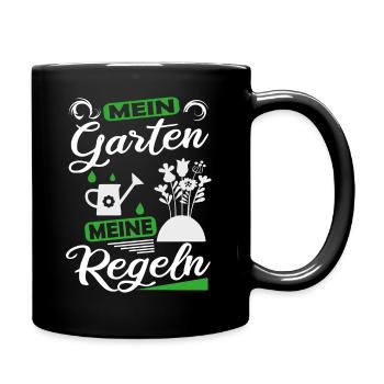 Mein Garten Meine Regeln Hobbygärtner Kleingarten - Tasse einfarbig - Schwarz - Rechts