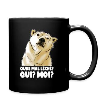 Ours mal léché (texte blanc) - Mug uni - noir - Droite