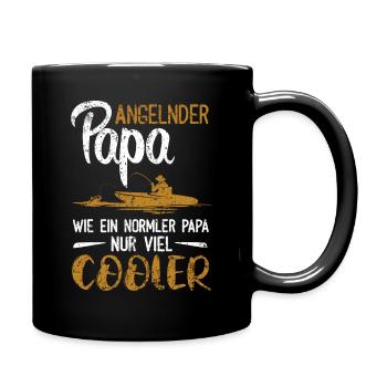 Angler Angeln Papa - Tasse einfarbig - Schwarz - Rechts