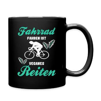 Fahrradfahren veganes Reiten Fahrrad Vintage Sport - Tasse einfarbig - Schwarz - Rechts