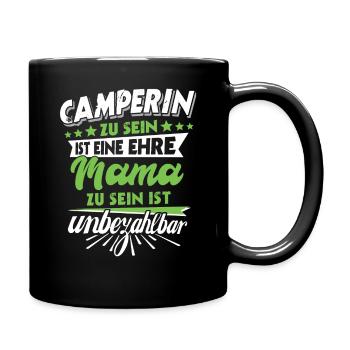 Mama camping Geschenk Muttertag Spruch camperin - Tasse einfarbig - Schwarz - Rechts