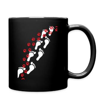 Footprints | Dog lover dog walking - Full Colour Mug - black - Right