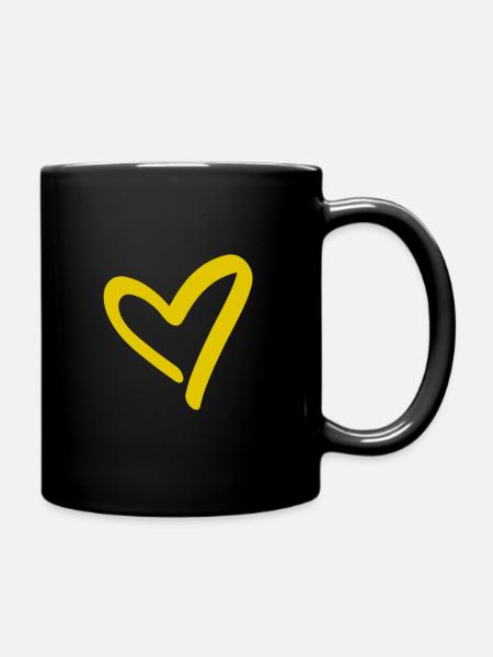yellow heart - Full Colour Mug - black