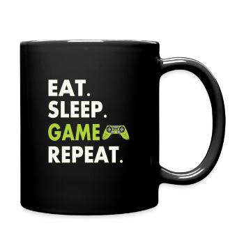 Eat Sleep Game Repeat - Tasse einfarbig - Schwarz - Rechts