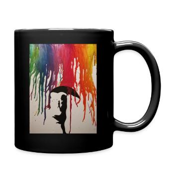 Bunter Regen - Tasse einfarbig - Schwarz - Rechts