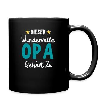Dieser Wundervolle Opa gehört zu - Tasse einfarbig - Schwarz - Rechts