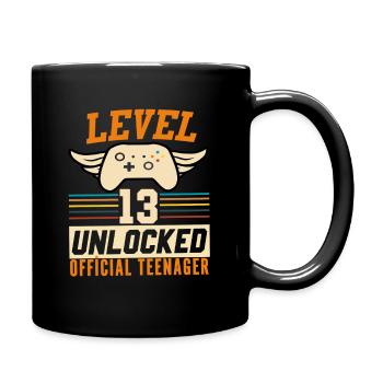 Level 13 Uncloked Offizieller Teenager - Tasse einfarbig - Schwarz - Rechts