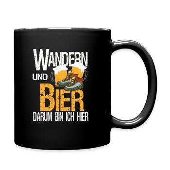 Wandern und Bier darum bin ich hier - Tasse einfarbig - Schwarz - Rechts