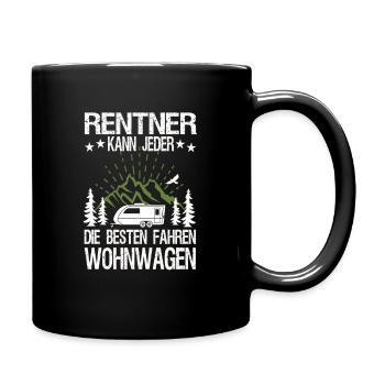 Rentner kann jeder die besten fahren Wohnwagen - Tasse einfarbig - Schwarz - Rechts