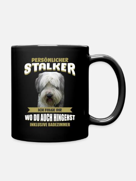 Bearded Collie Tshirt - Bearded Collie Hund Shirt - Tasse einfarbig - Schwarz