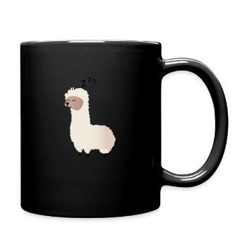 Sleepy lama · Alpaka · Lama - Tasse einfarbig - Schwarz - Rechts