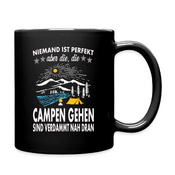 Camping auf dem Campingplatz - Tasse einfarbig - Schwarz - Rechts