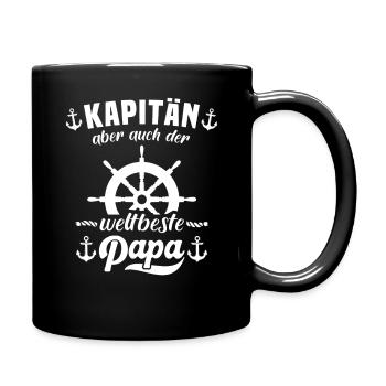 Kapitän Papa Steuerrad Boot Segeln - Tasse einfarbig - Schwarz - Rechts