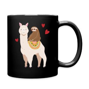 Paresseux chevauche un lama alpaga fille garçon - Mug uni - noir - Droite