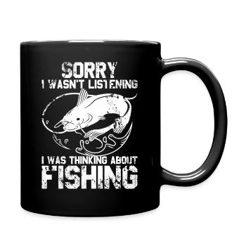 Désolé de ne pas avoir écouté, je pense à la pêche - Mug uni - noir - Droite