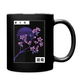 VAPORWAVE CHERRY BLOSSOM Cherry Blossom Gift - Full Colour Mug - black - Right
