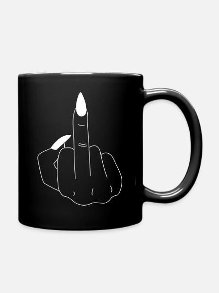 Doigt du milieu - amour - main - amour - Mug uni - noir