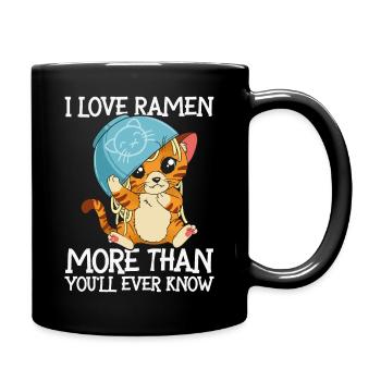 J'aime les ramen plus que vous ne le saurez jamais | chat - Mug uni - noir - Droite