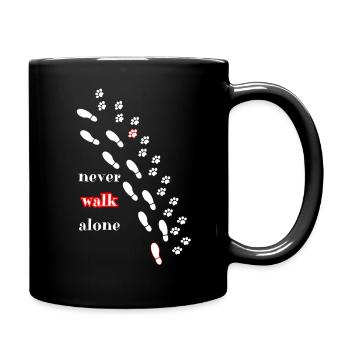 Chien et maître never walk alone - Mug uni - noir - Droite