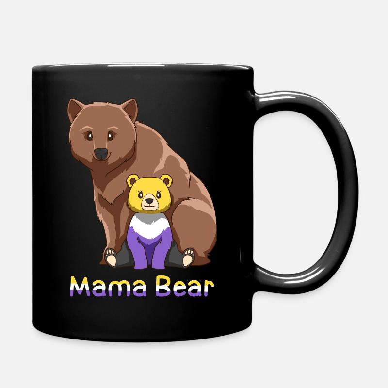 Nonbinary und Genderqueer Mama Bär Geschenk - Tasse einfarbig - Schwarz