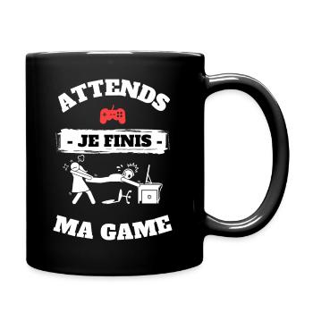 Attend je finis ma game - Mug uni - noir - Droite