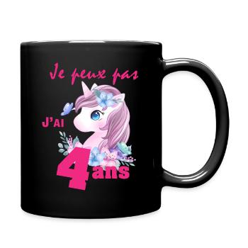 Je peux pas j'ai 4 ans - Mug uni - noir - Droite