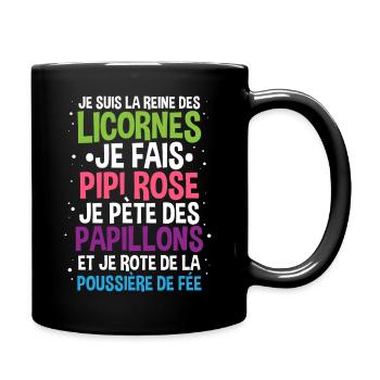 Reine des licornes cadeau anniversaire humour - Mug uni - noir - Droite
