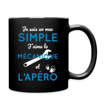 Mec simple j'aime la mécanique et l'apéro - Mug uni - noir - Droite