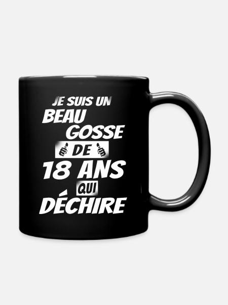 cadeau anniversaire 18 ans / beau gosse de 18 ans - Mug uni - noir