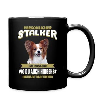 Papillon Hund - Papillon - Tasse einfarbig - Schwarz - Rechts