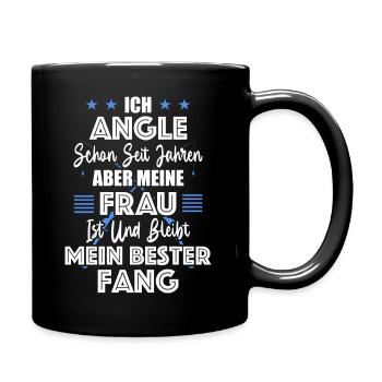 Angeln Frau Fischer Fischen Geschenkidee - Tasse einfarbig - Schwarz - Rechts