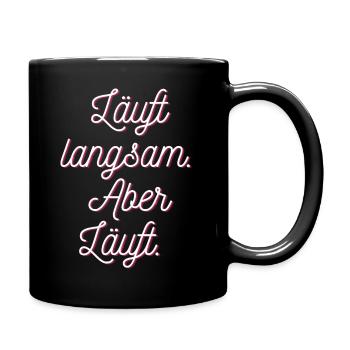 Läuft laufen Sport Läufer Geschenk - Tasse einfarbig - Schwarz - Rechts