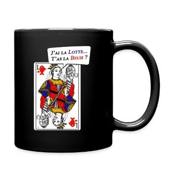 La Belote se fait à deux (Dame) - Mug uni - noir - Droite