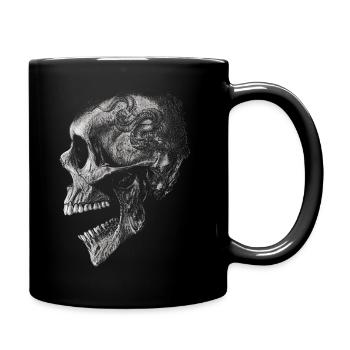 Totenkopf mit Drachen - Tasse einfarbig - Schwarz - Rechts