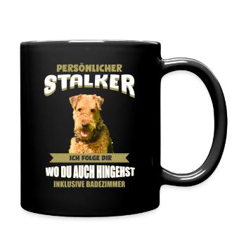 Airedale Terrier Hund - Airedale Terrier - Tasse einfarbig - Schwarz - Rechts