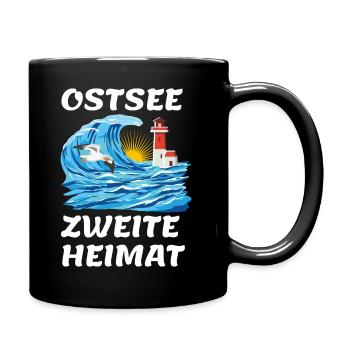 Ostsee moin, Ostsee Fan. Statement Ostseeliebhaber - Tasse einfarbig - Schwarz - Rechts