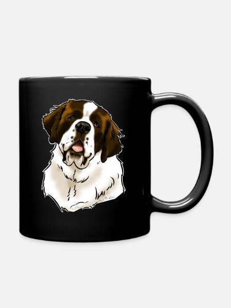 Saint Bernard dog head (dark textiles) - Full Colour Mug - black