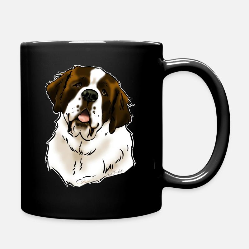 Tête de chien saint Bernard (textiles foncés) - Mug uni - noir