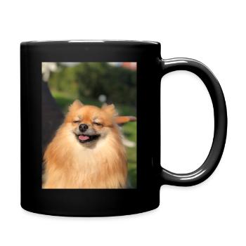 smiling pomeranian zwergspitz happy - Mug uni - noir - Droite