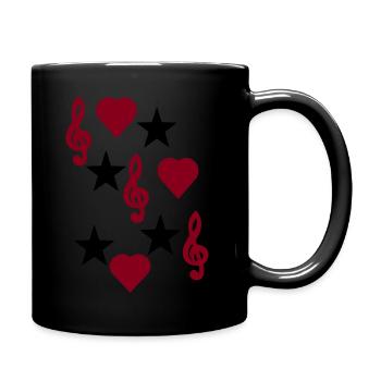 Notenschlüssel Sterne Herzen zweifarbig - Tasse einfarbig - Schwarz - Rechts