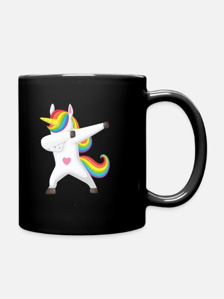 Dabbing Unicorn Geschenkidee dab dabbendes Einhorn - Tasse einfarbig - Schwarz