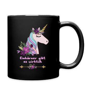 Einhörner gibt es wirklich - Tasse einfarbig - Schwarz - Rechts