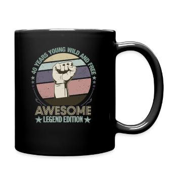 40 Jahre jung - Tasse einfarbig - Schwarz - Rechts