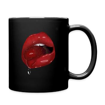Red glossy Lips Strawberry - Tasse einfarbig - Schwarz - Rechts