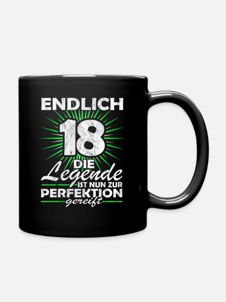 Endlich 18 Volljährig 18 Geburtstag Jahrgang 2003 - Tasse einfarbig - Schwarz